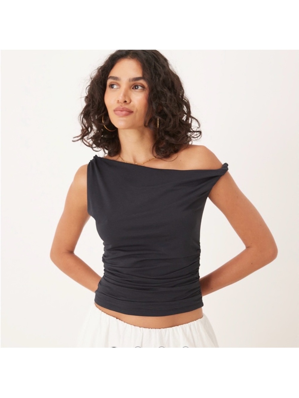 Abercrombie & Fitch Asymmetrical Twist Top in Black